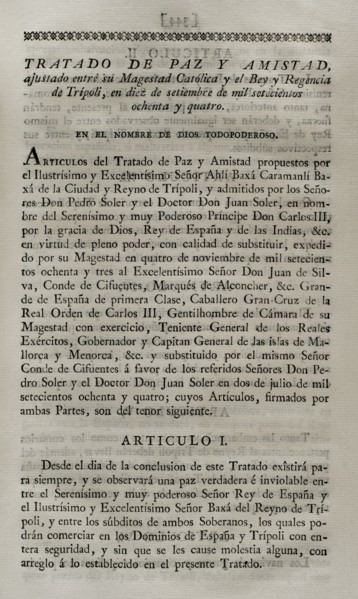 Treaty of peace and amity.