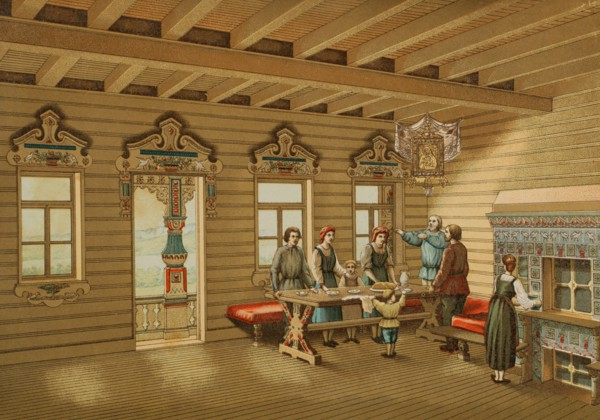 Traditional Russian peasant dwelling, built of wood.