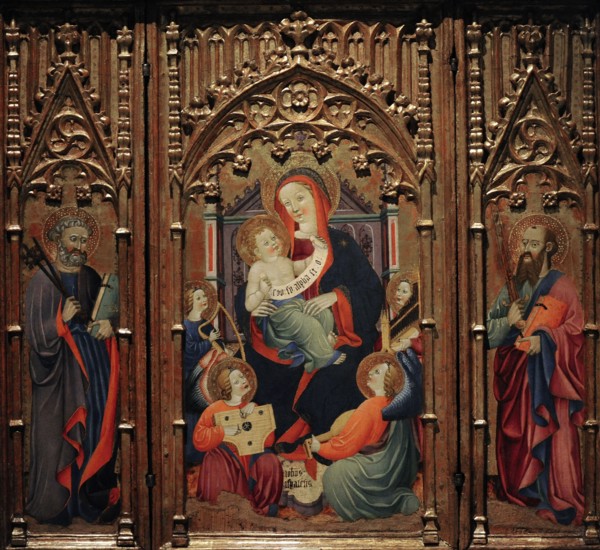 Triptych of Virgin and Child with Musician Angels.