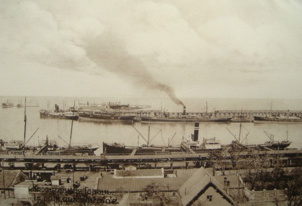 View of habor or docks in Odessa Ukraine circa early 1900s
