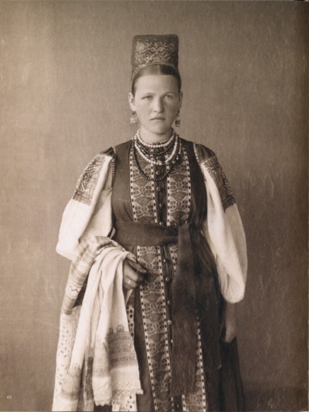 Young woman in traditional folk costume; Southern Russia
