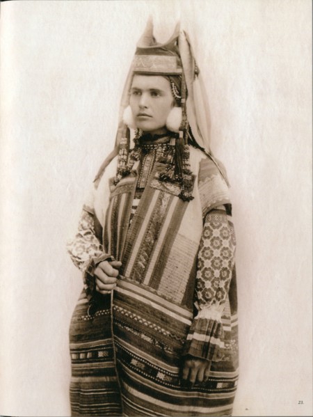 Young woman in traditional folk dress - South Russia