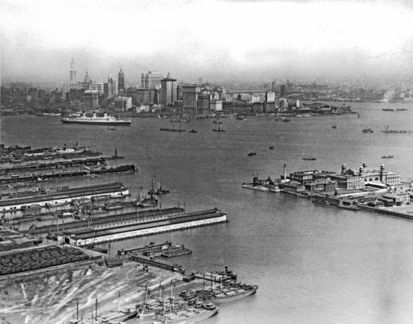 New York Harbor With Ellis