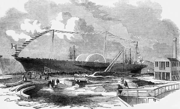 The Launch Of The Steam Ship Vectis At Cowes.