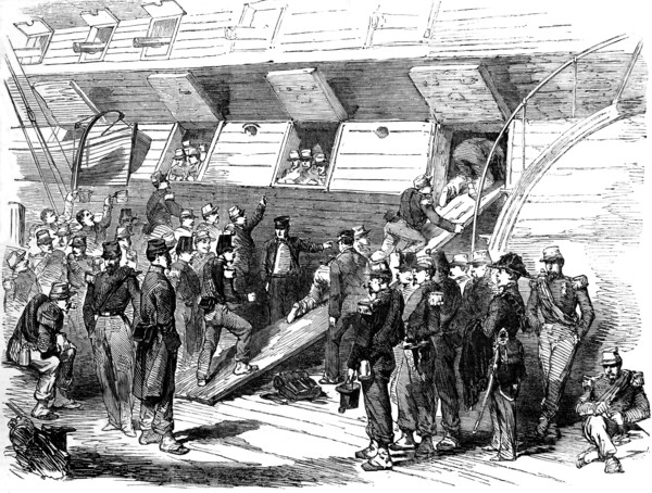 The 48th French Regiment Of The Line Embarking On Board The St Vincent English Ship At Calais.