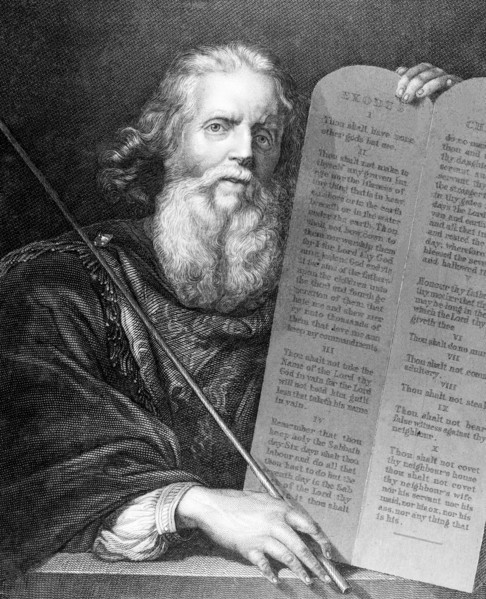 Moses Writing The Commandments On A Tablet Of Stone.