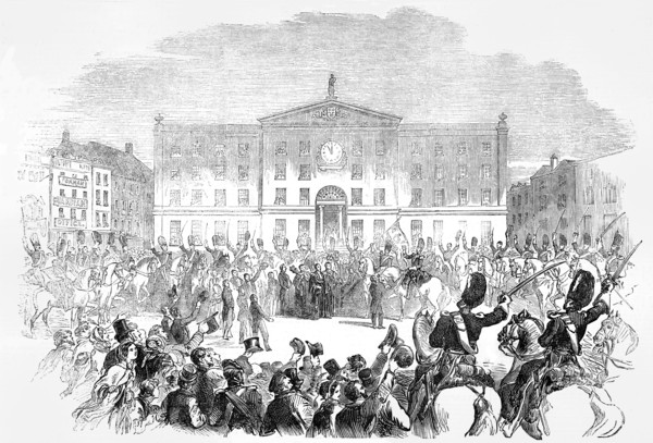 The Scots Greys Leaving Nottingham For The War In The East.