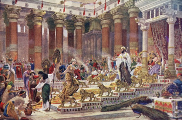 The visit of the Queen of Sheba to King Solomon.
