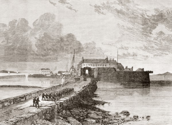 The Pigeon House Fort, Dublin Bay, Dublin, Ireland in the 19th century.
