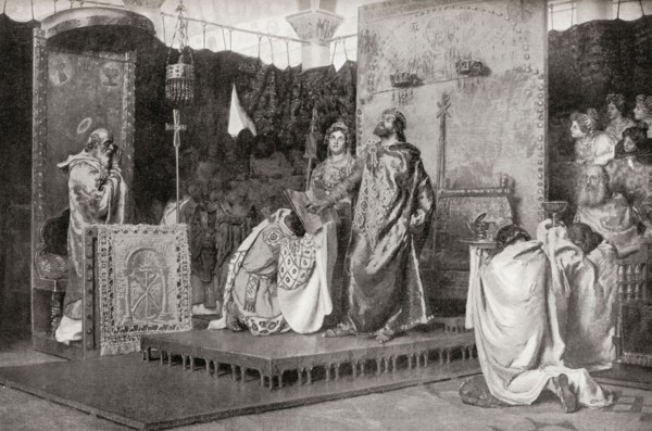 Conversion of Reccared from Arianism to Catholicism in 587 AD.