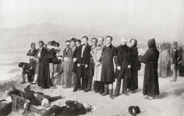 The execution of Jose Maria de Torrijos y Uriarte and his companions in Malaga.