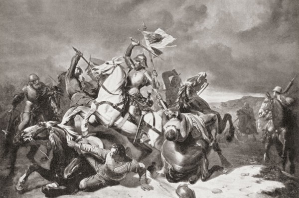 Albert III in a battle against the Nurembergers during The First Margrave War.