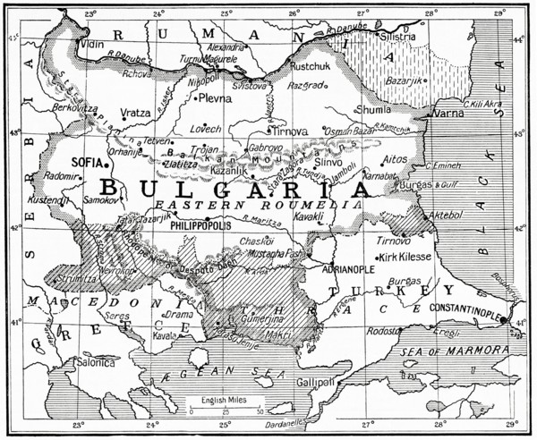 Map of Bulgaria at the outbreak of WWI.