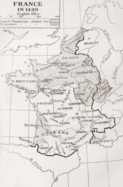 Map of France in 1429.