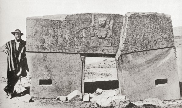 The Gate of the Sun, Tiahuanaco, a Pre-Columbian archaeological site in western Bolivia.
