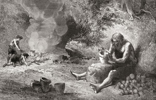 A potter at work during the Neolithic Age, New Stone Age or Age of the Polished Stone.
