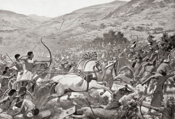 Seti I attacking the Syrian town of Kadesh.