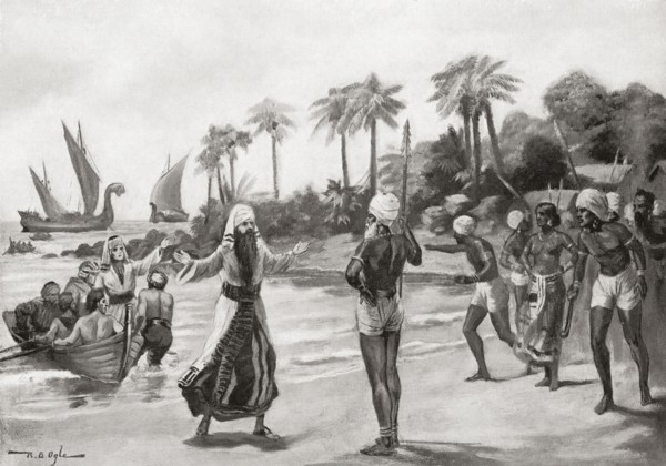 Arrival of the Jewish pilgrims exiled from Israel at Kochi aka Cochin on the south-west coast of India in 68 AD.