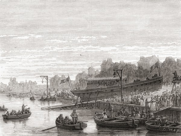 The launching of Claude de Jouffroy d'Abban's steamboat Charles-Philippe in 1816.
