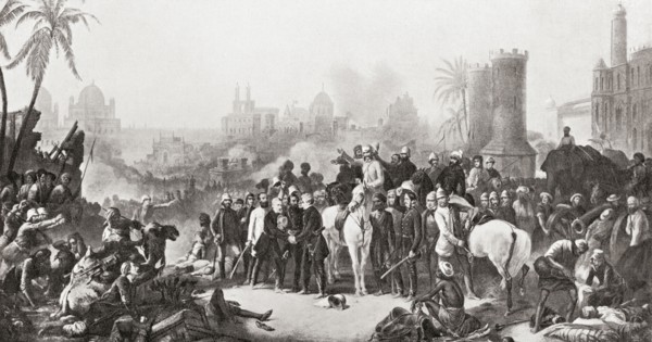 The meeting of Sir Colin Campbell with Havelock and Outram at the second relief of Lucknow.