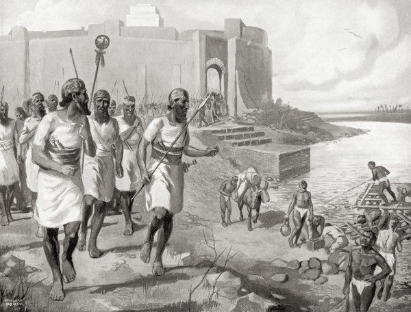 The Assyrian army leaving the city of Assur to oppose the western Semites.
