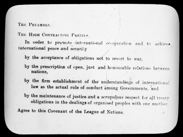 The United Nations preamble agreement following the end of WW1.