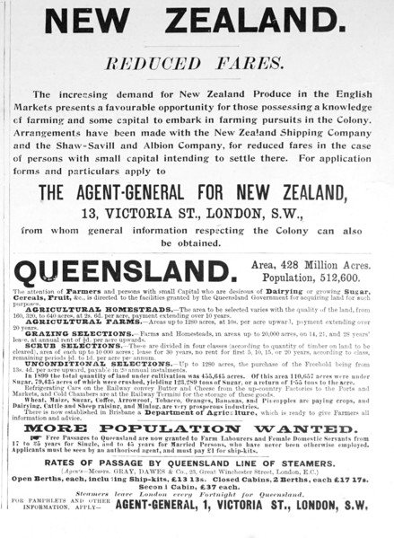 New Zealand emigration advertisement.