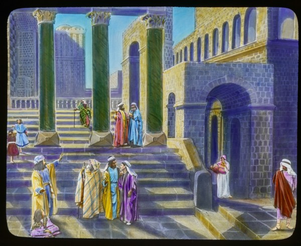 Group of people, arabs, proclamation that taxes should be paid and everybody should return to their town of birth.