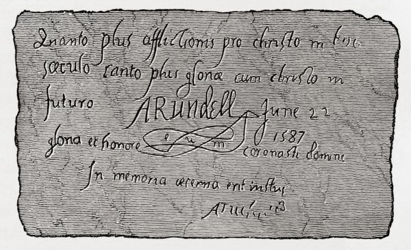 Ancient Latin inscription in the Beauchamp Tower.