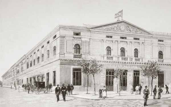 Exterior of the Fiesta Alegre Fronton court building.