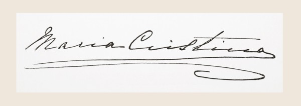 Signature of Maria Christina Henriette Desideria Felicitas Raineria of Austria.