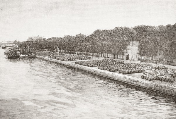 The wine warehousing area along the River Seine.