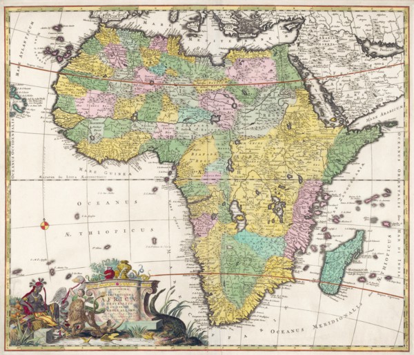 Map of Africa dating from the late 17th century.