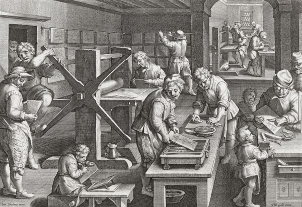 A Florentine printing house in the 16th century.