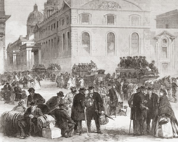 Pensioners leaving the Greenwich hospital.