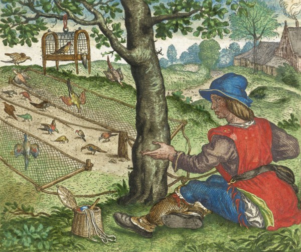 The fable of the greedy bird-catcher.