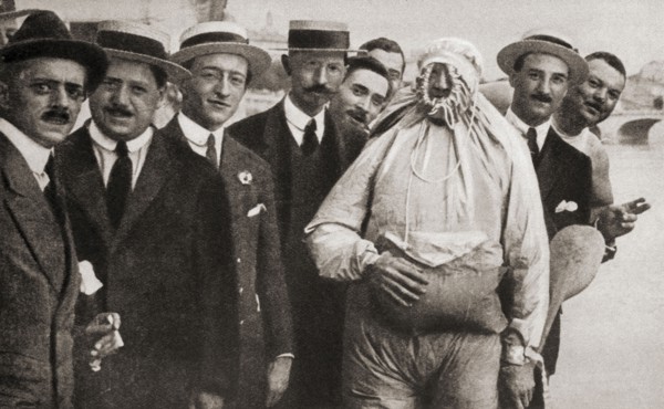 A man wearing an Italian device called an Iarosacco.