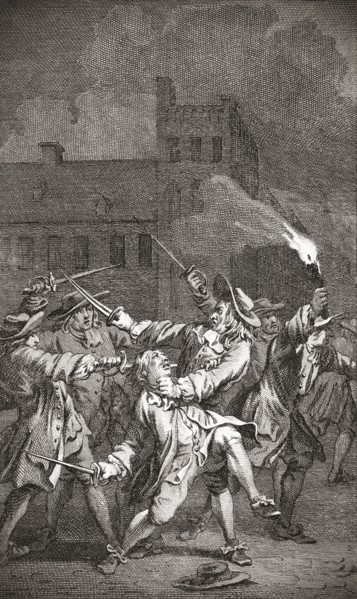 Johan de Witt defending himself against an attack during which he was wounded.