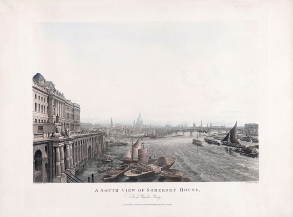 A south view of Somerset House from Waterloo Bridge.