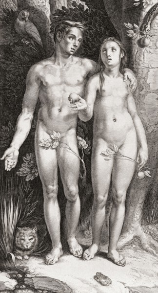 Adam and Eve in the Garden of Eden.