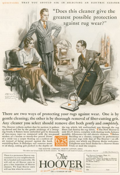 A 1930's advertisement for The Hoover.