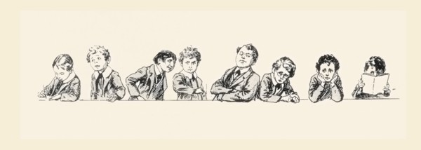 19th century schoolboys and their teacher.