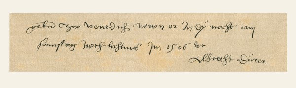 Handwriting sample and signature of Albrecht Durer.
