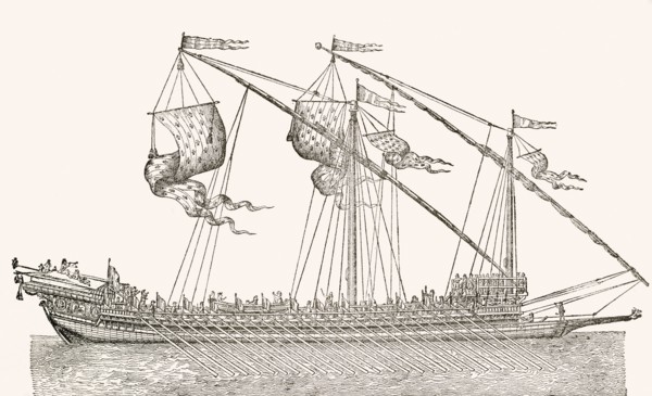A 16th century galley ship.