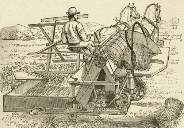 A harvesting machine.