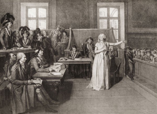 The trial of Marie-Antoinette before the French Revolutionary Tribunal.