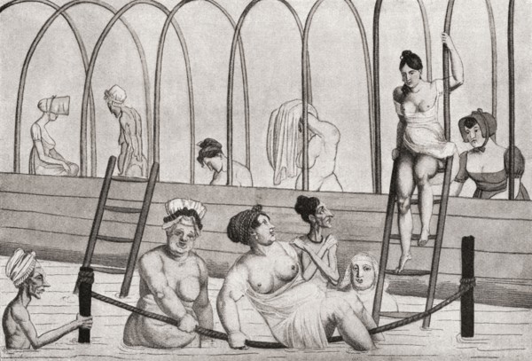A public bath in France in the 19th century.