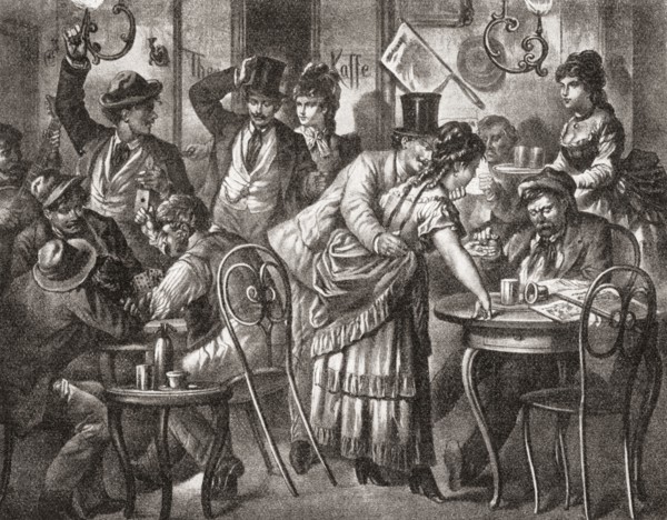 Viennese coffee house life.