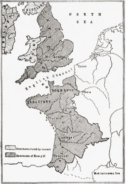 Map showing the French dominions of Henry II.