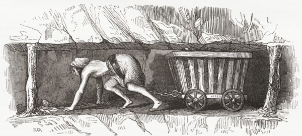 Scene inside an English coal mine.